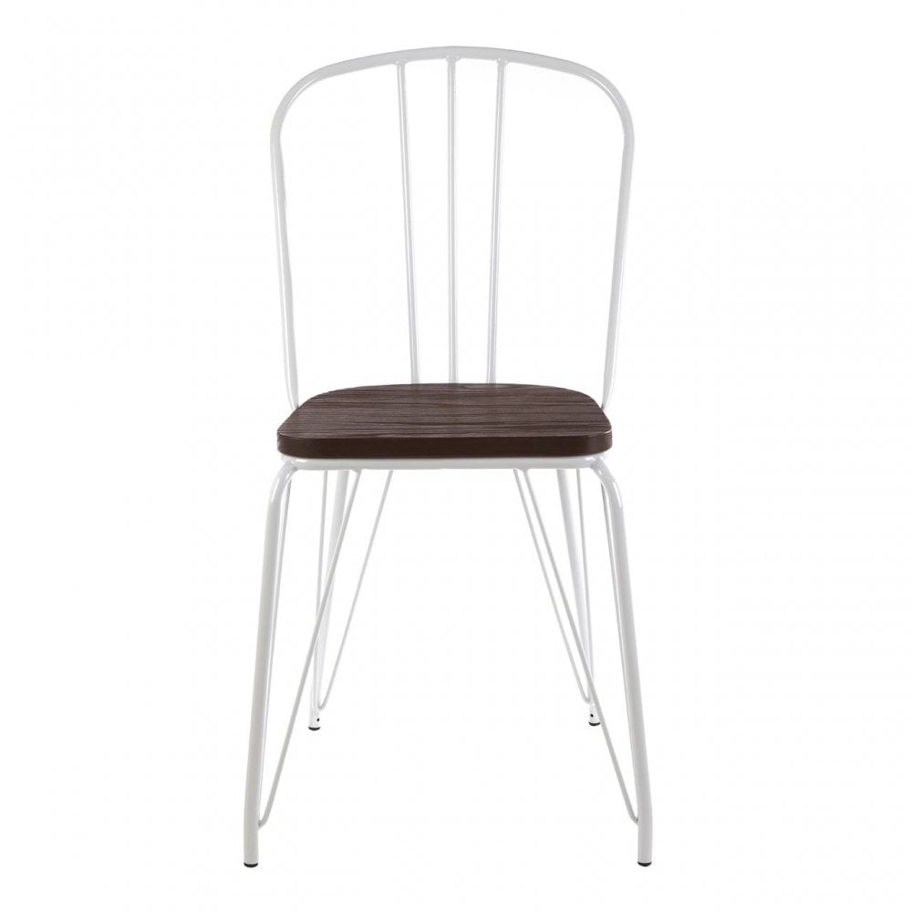 Brock White Metal and Elm Wood Chair, Elm Wood, White