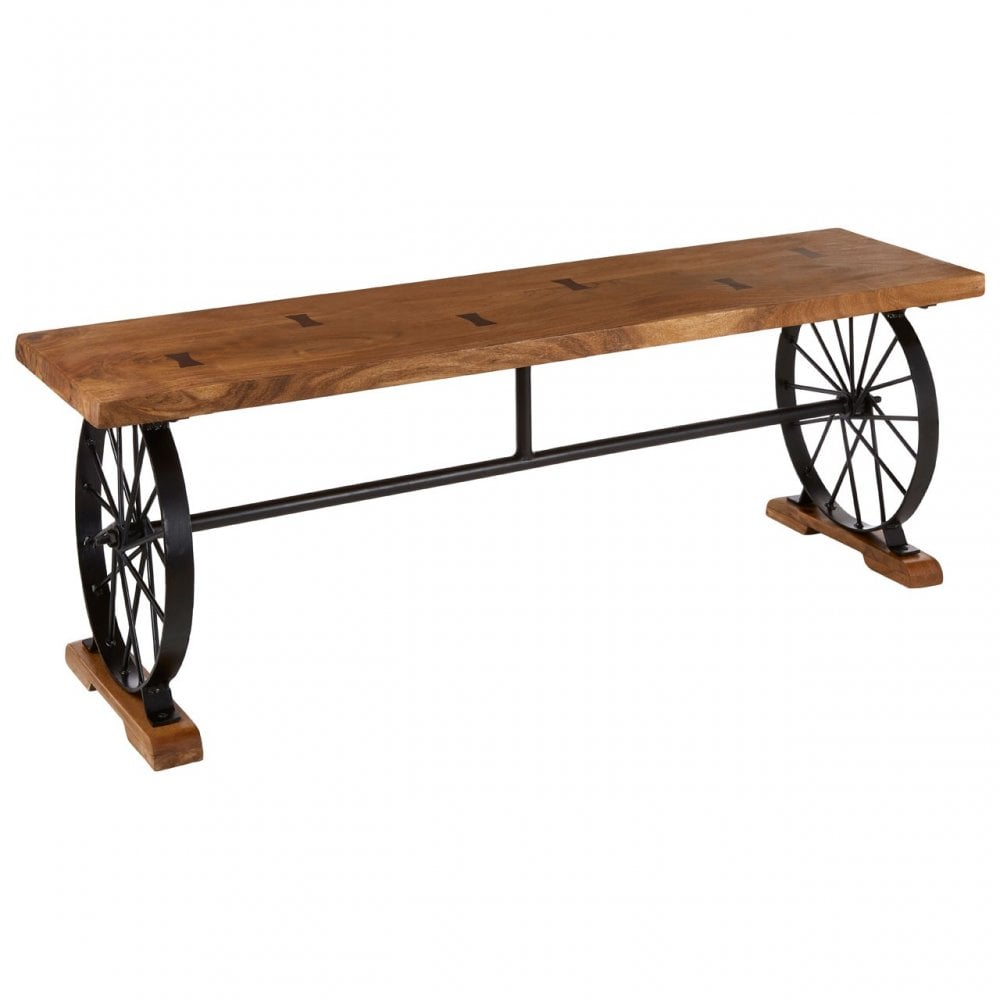 Nandri Acacia Wood Bench, Acacia Wood, Iron, Brown