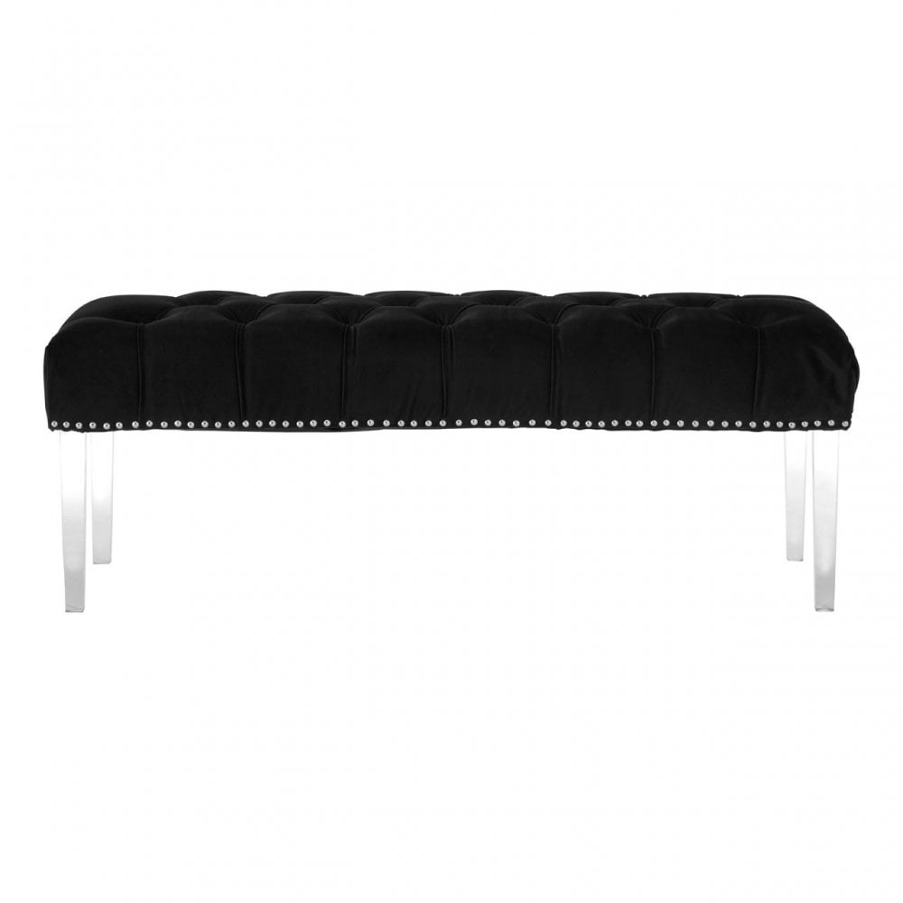 Kirsti Black Velvet Bench, Black