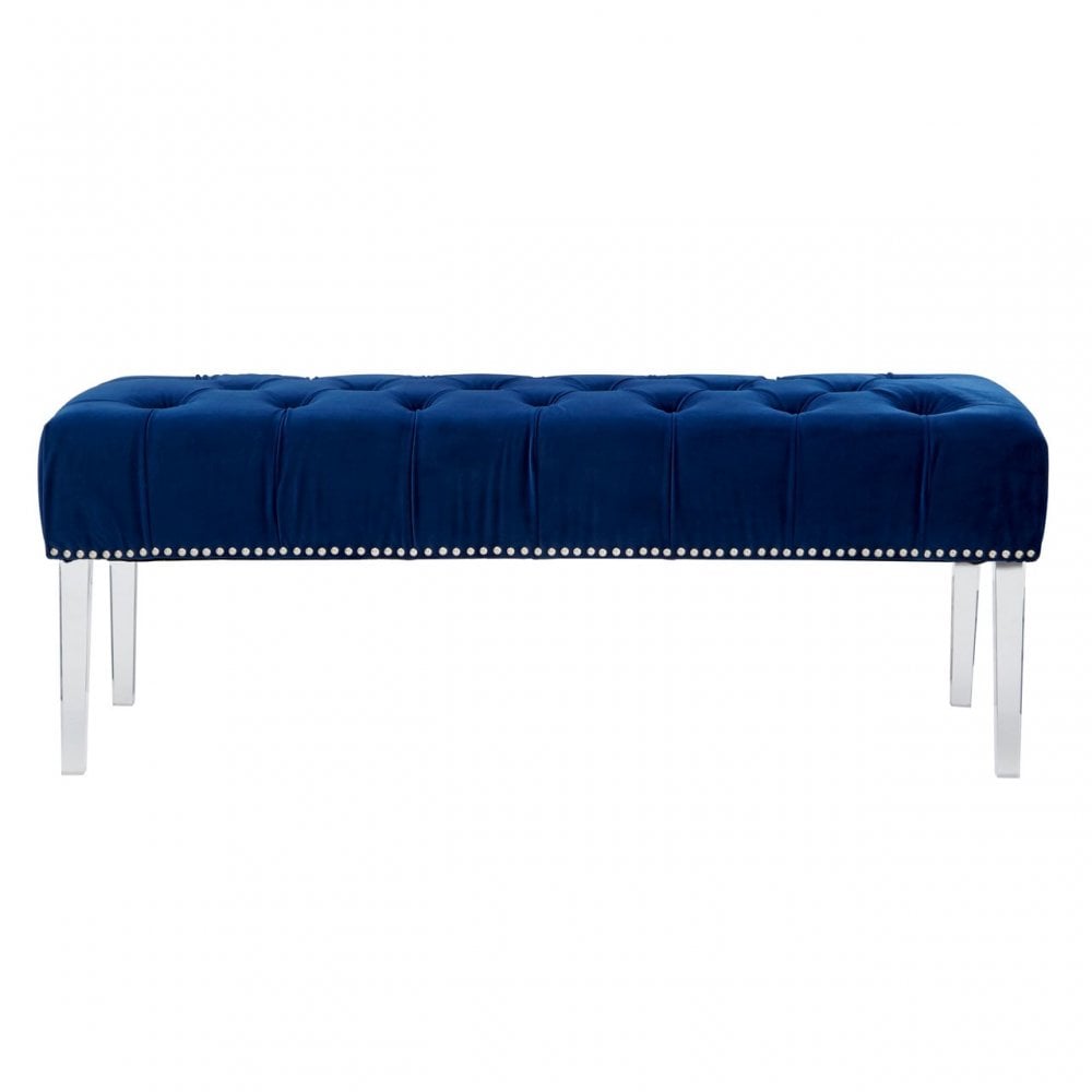 Kirsti Blue Velvet Bench, Blue