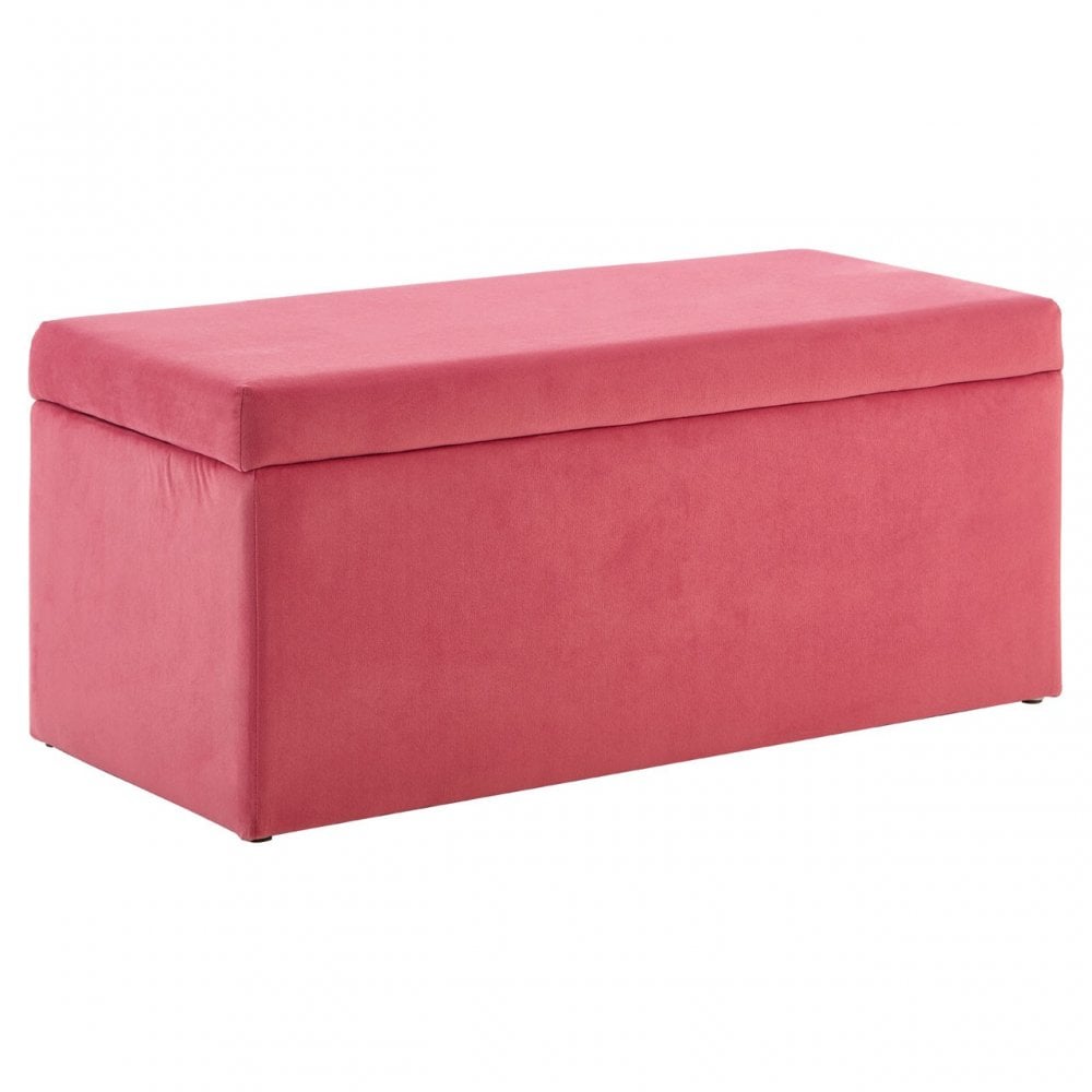 Kids Rectangular Storage and Seating Ottoman In Pink