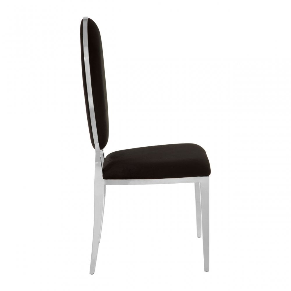 Elisa Black Velvet Dining Chair, Foam, Stainless Steel, Silver