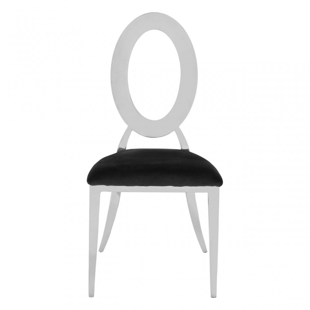 Yasmin Round Back Dining Chair, Sponge, Stainless Steel, Silver