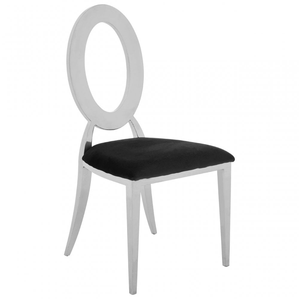 Yasmin Round Back Dining Chair, Sponge, Stainless Steel, Silver