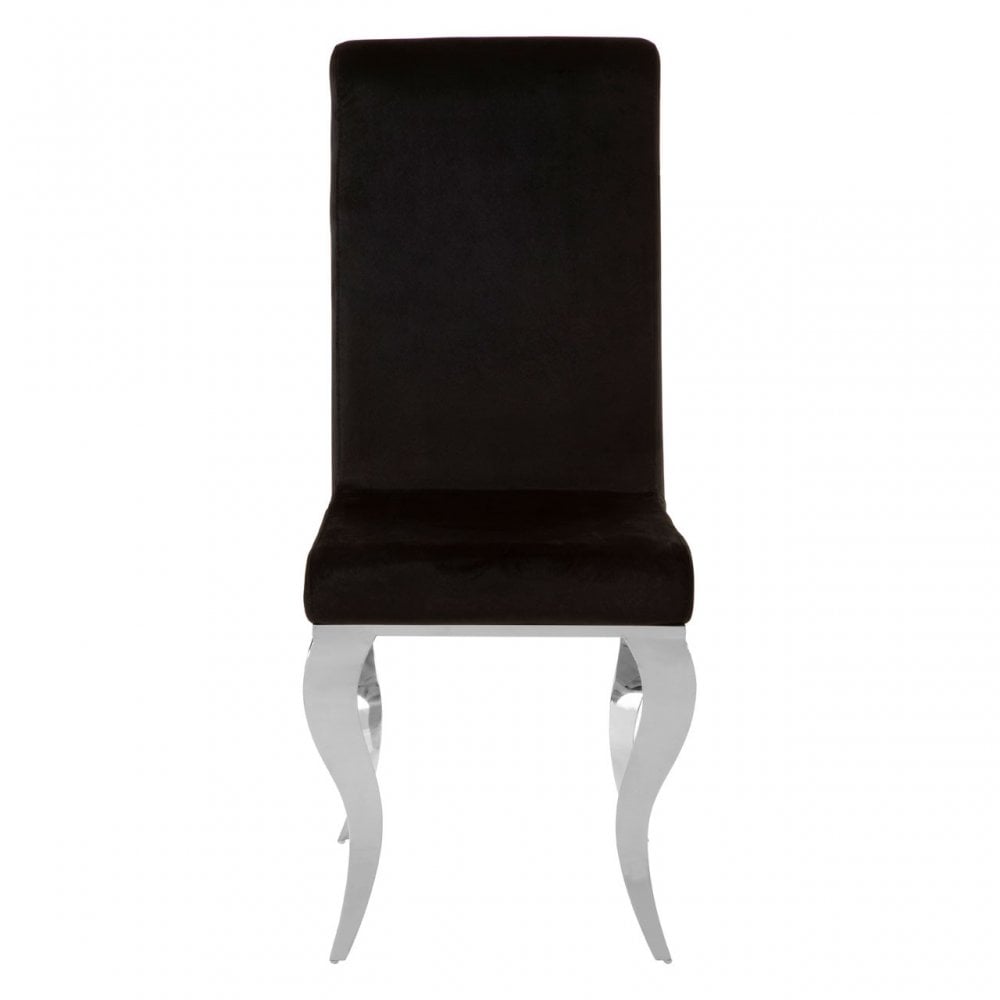 Elisa Dining Chair with Silver Frame, Foam, Stainless Steel, Black