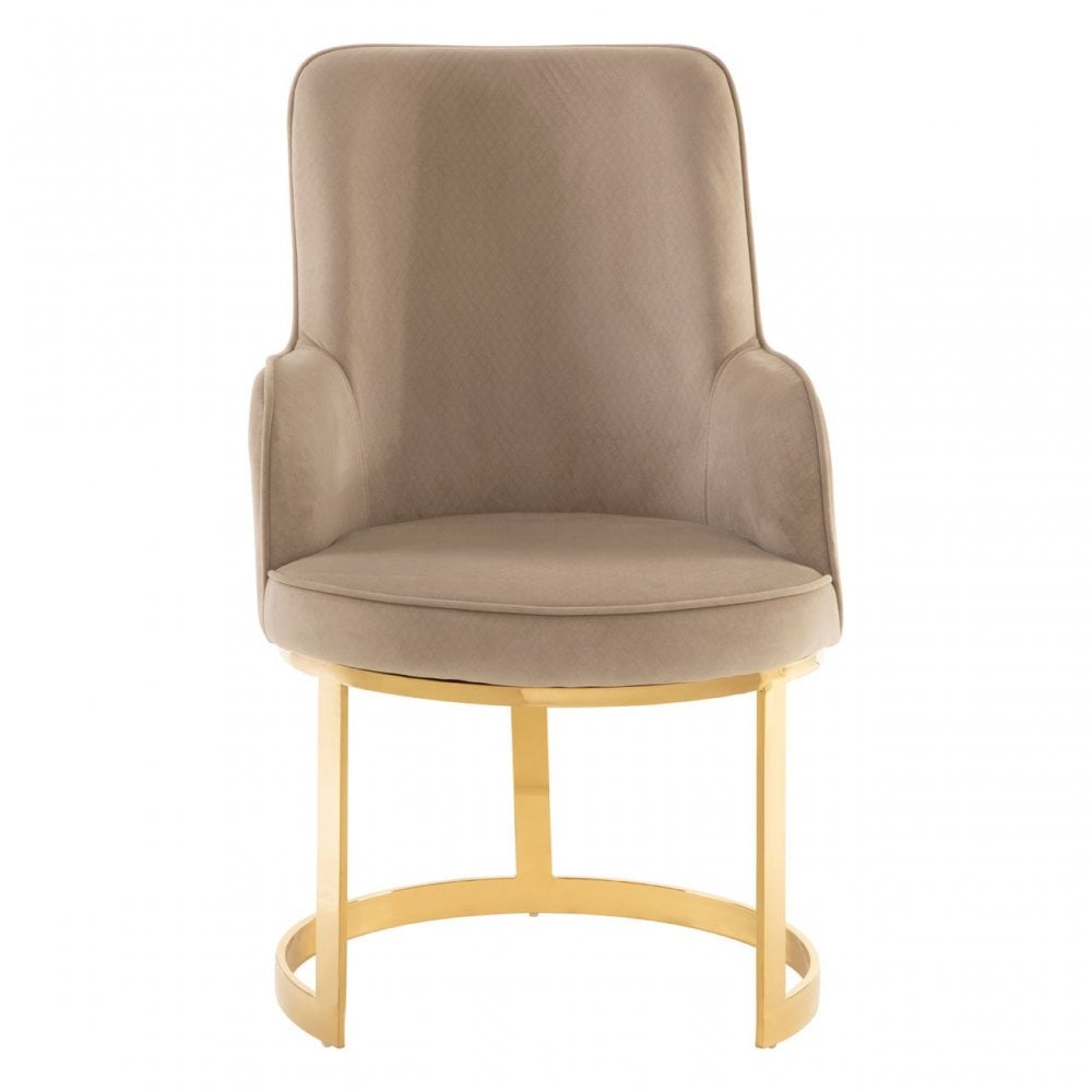 Elisa Beige Velvet Dining Chair, Foam, Stainless Steel, Beige