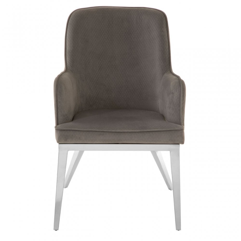 Elisa Black Velvet Dining Chair, Foam, Stainless Steel, Grey