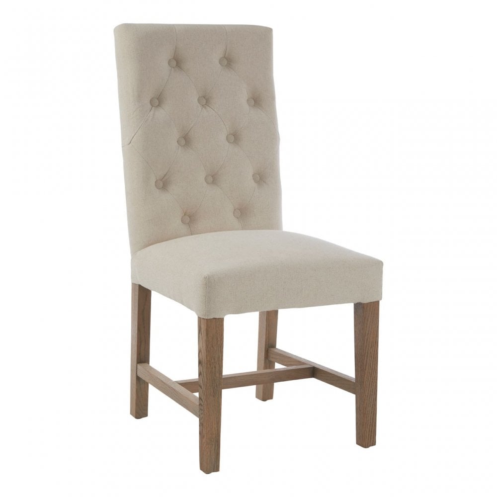 Brisbane Grey Linen Dining Chair, Linen, Oak Wood, Grey