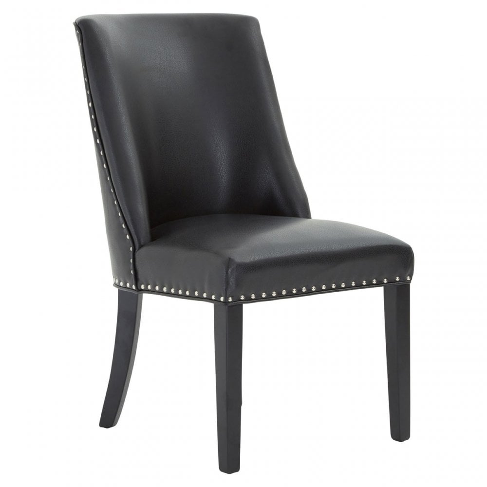 Rodeo Dining Chair, Birchwood, Leather Effect, Black