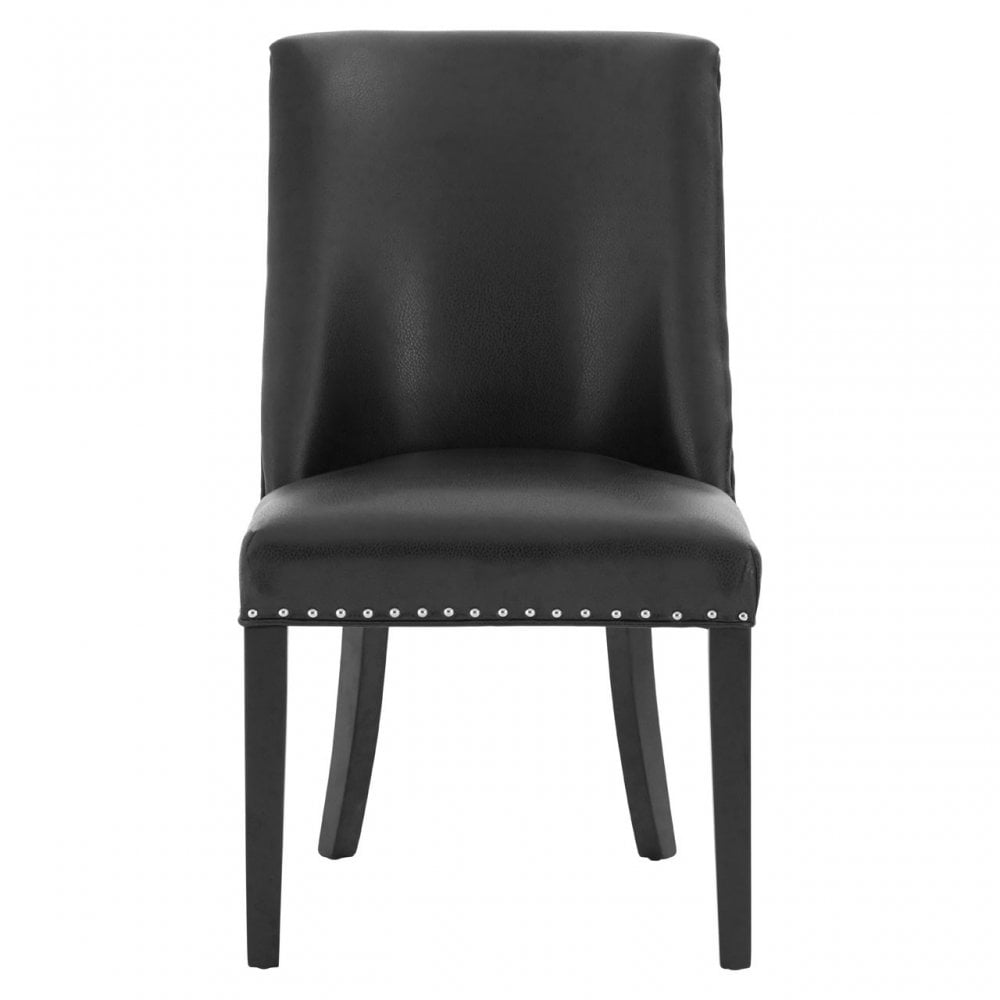 Rodeo Dining Chair, Birchwood, Leather Effect, Black