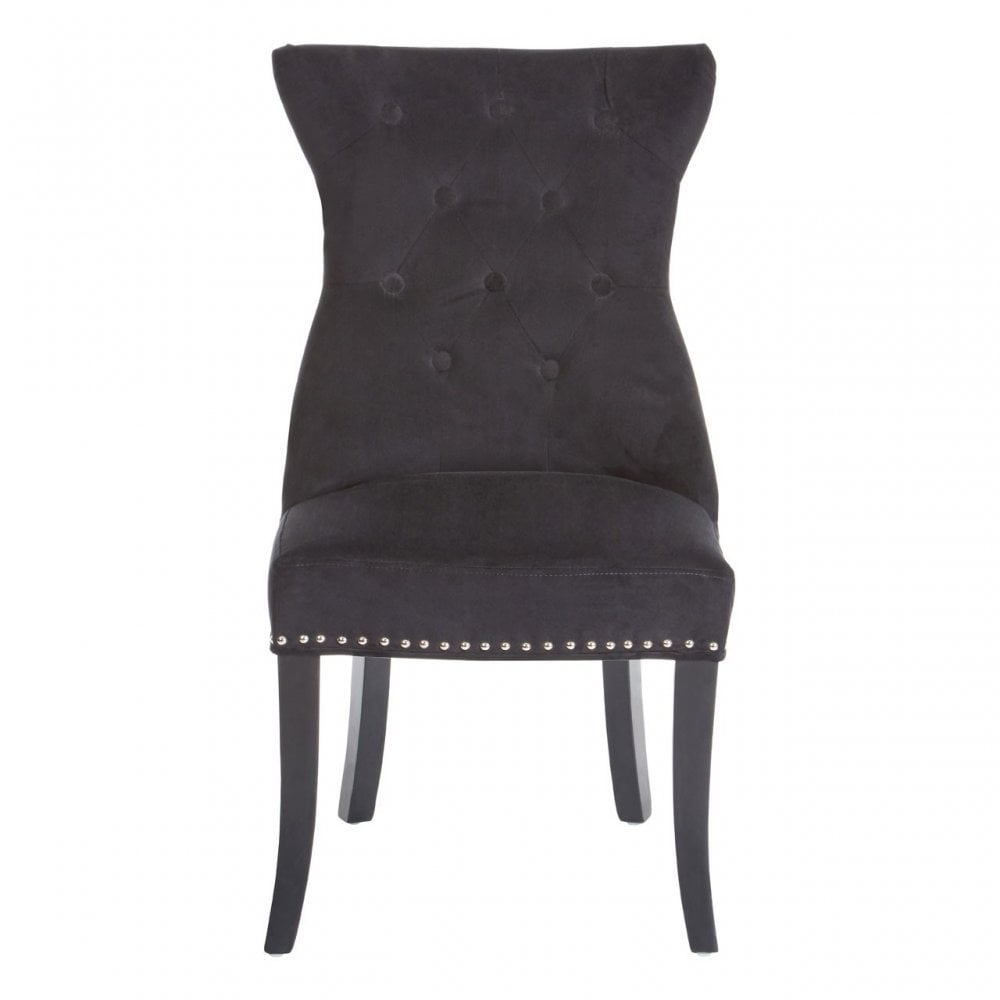 Buffet Regents Dining Chair, Birchwood, Cotton Velvet, Black