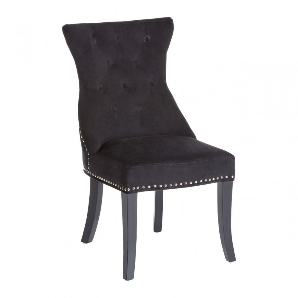 Buffet Regents Dining Chair, Birchwood, Cotton Velvet, Black