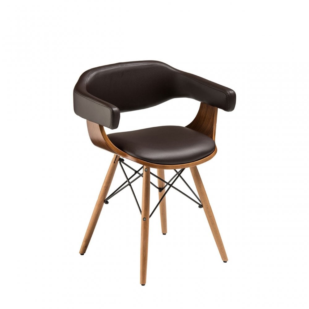 Chair, Beechwood, Leather Effect, Brown