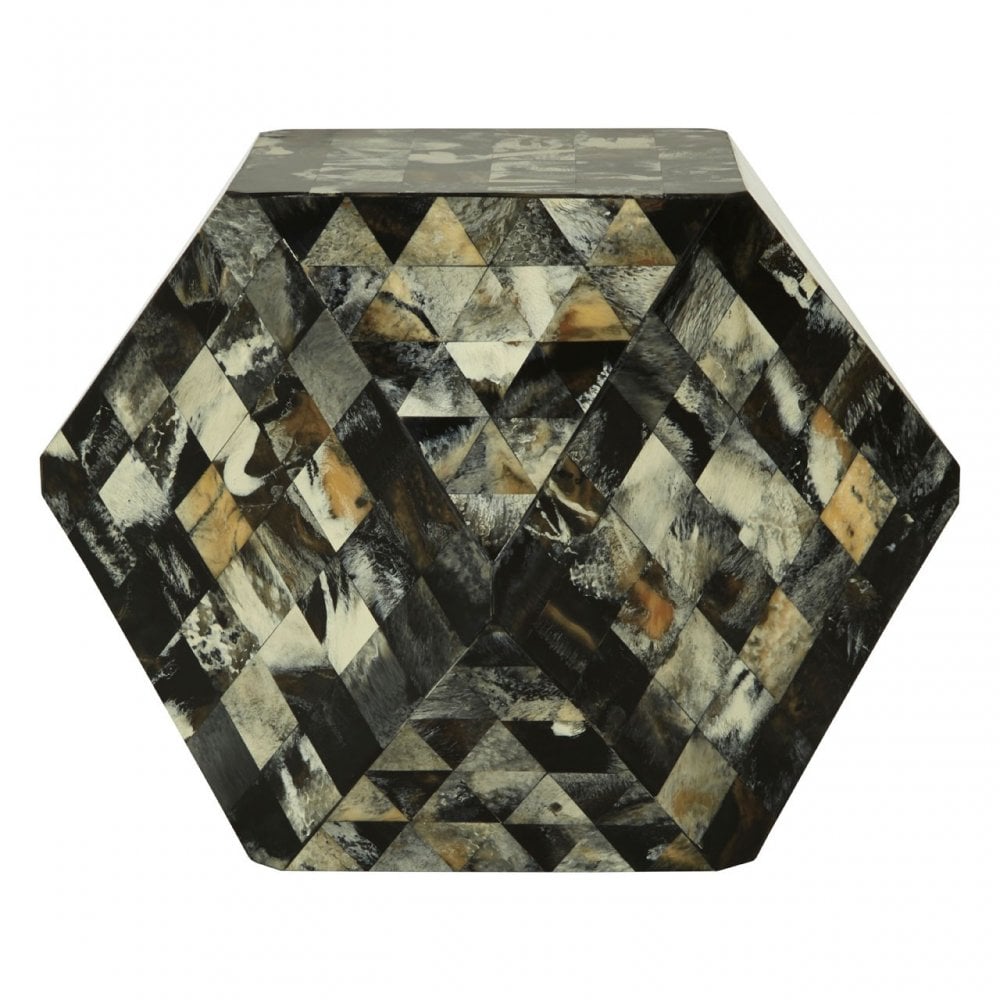 Marlox Antique Green Geometric Stool, Wood, Resin, Green