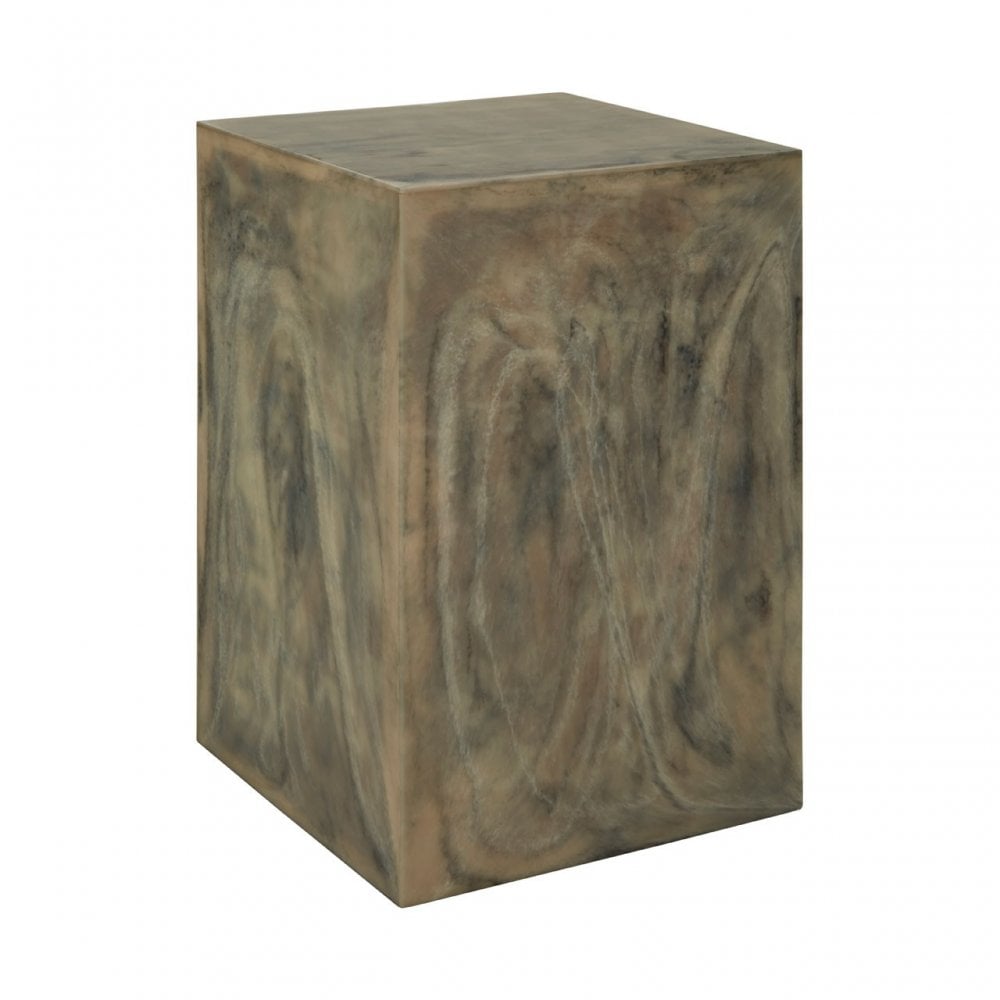 Rosado Faux Marble Stool, Wood, Resin, White