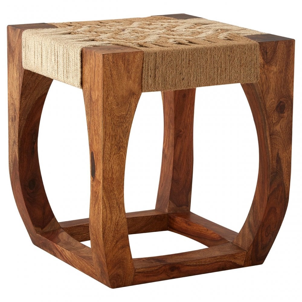 Wulah Stool, Jute, Sheesham Wood, Natural