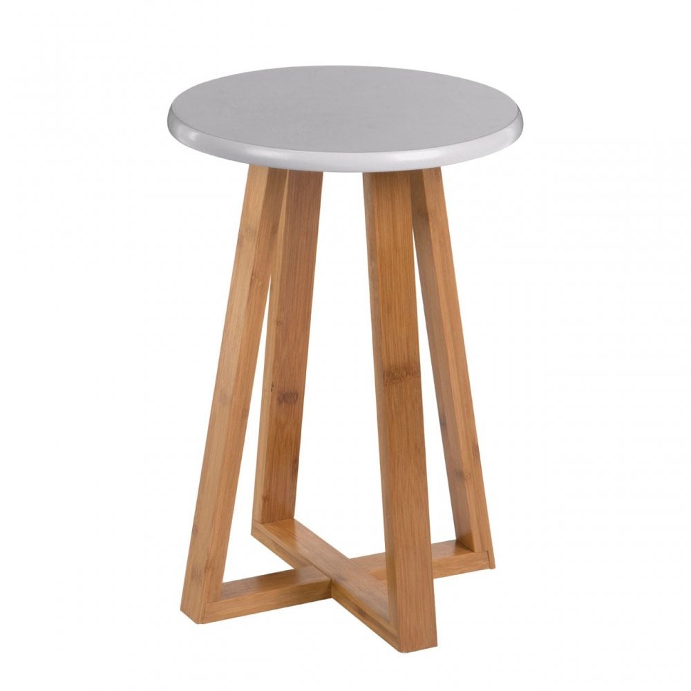 Viborg Round Stool, Bamboo, Grey