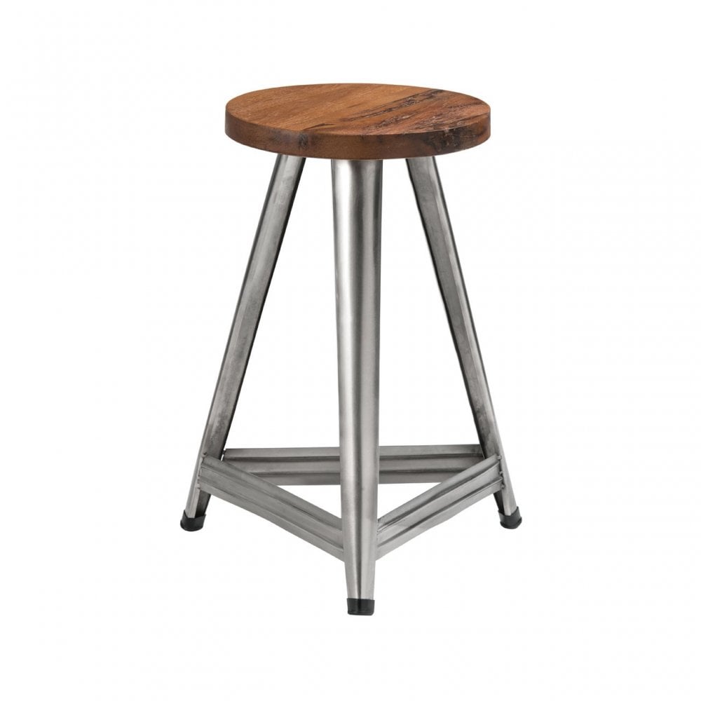 Prelis Large Stool, Wood, Silver