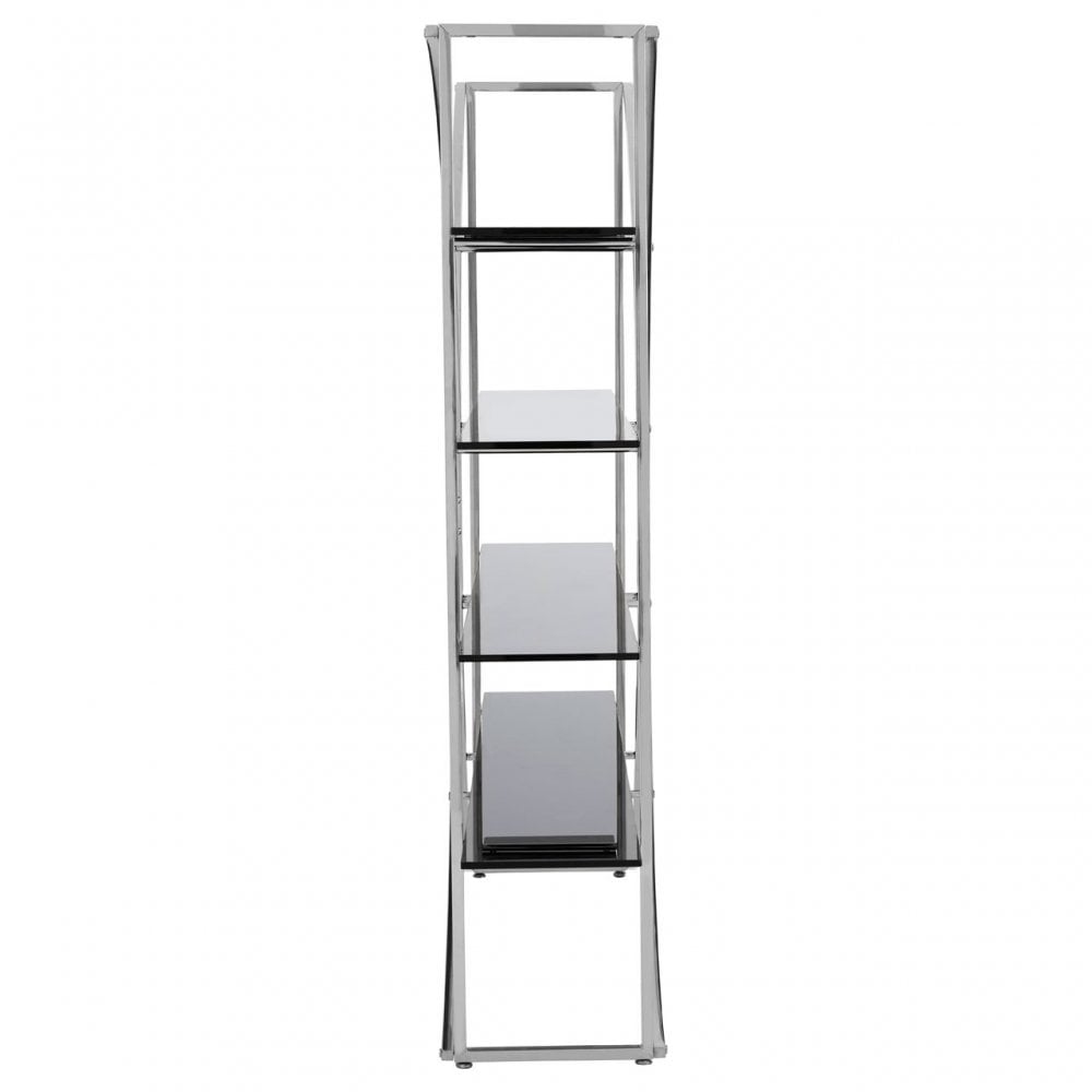 Chiqui Curved Design Shelf Unit, Stainless Steel, Glass, Silver