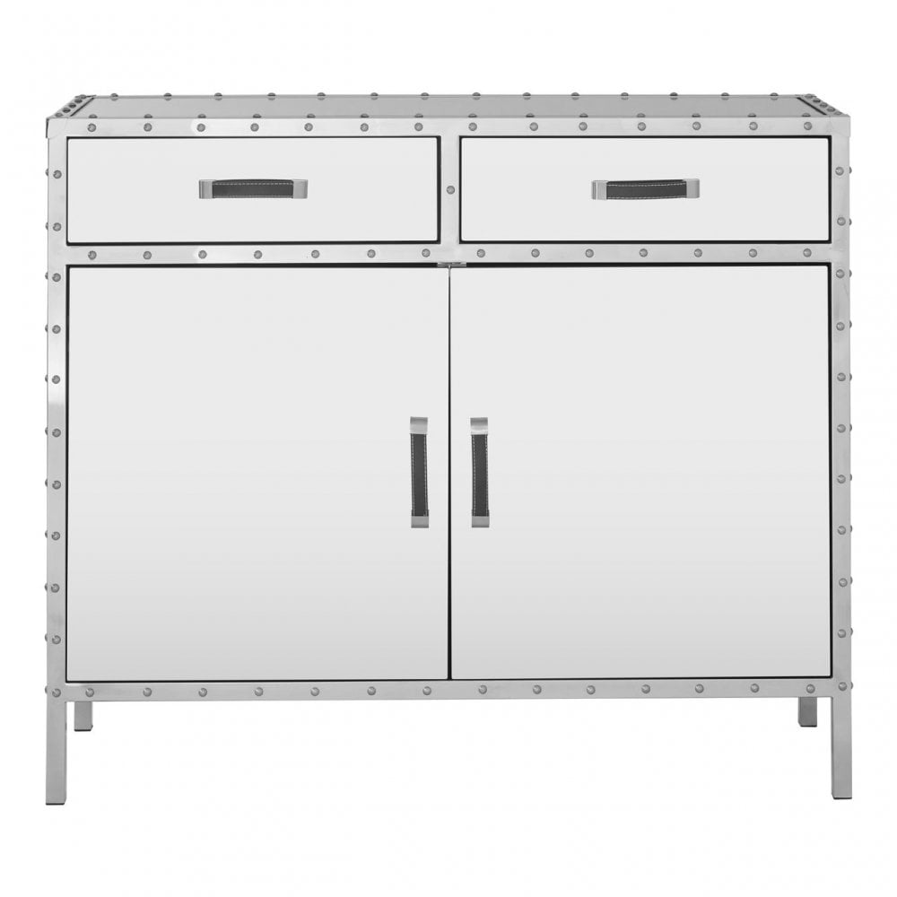 Rivet Sideboard, Mirrored Glass, Stainless Steel