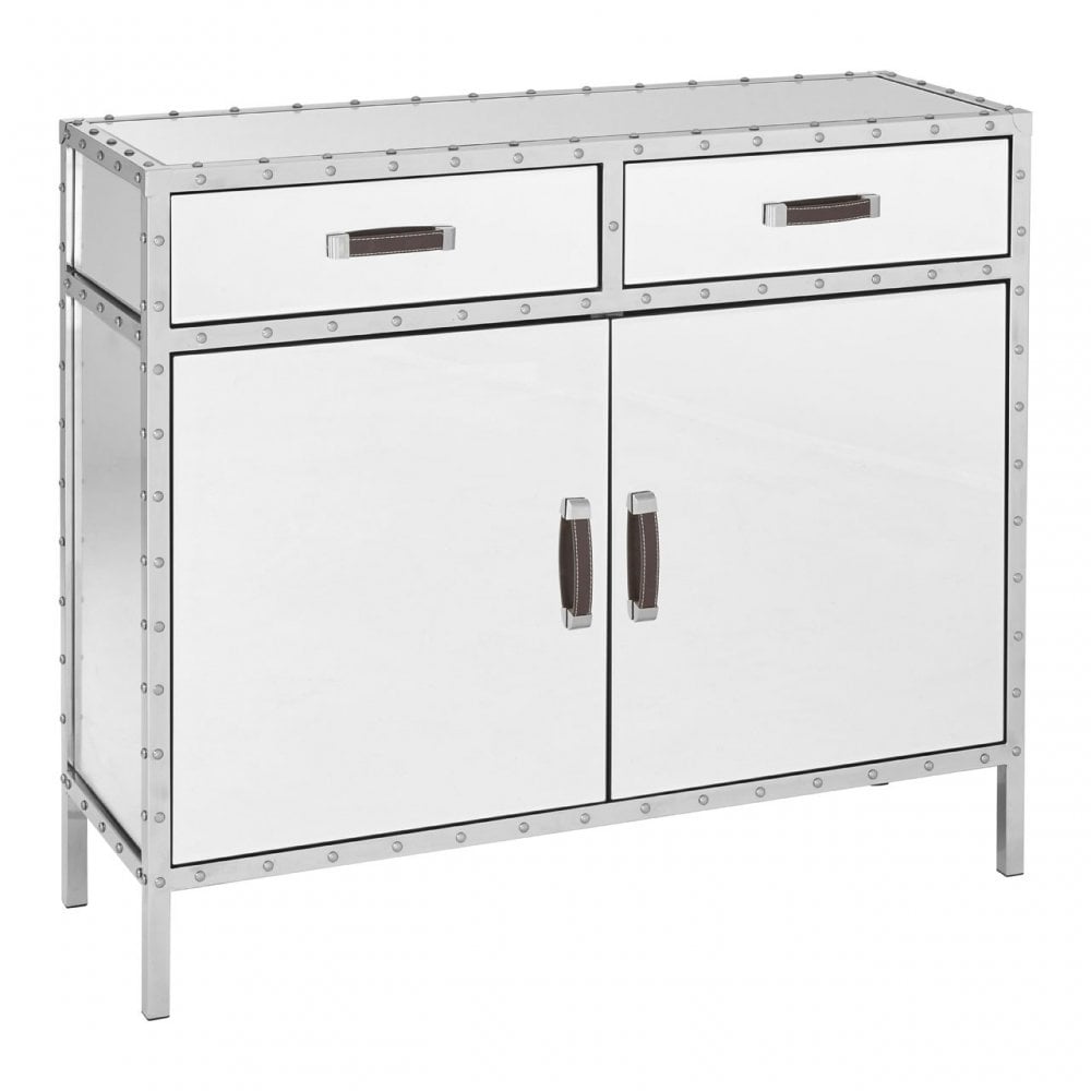 Rivet Sideboard, Mirrored Glass, Stainless Steel