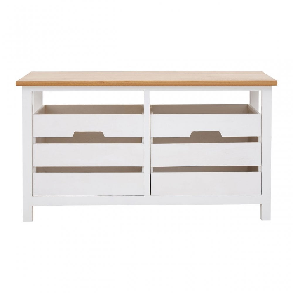 Newport 2 Drawer Bench, Paulownia Wood, Natural