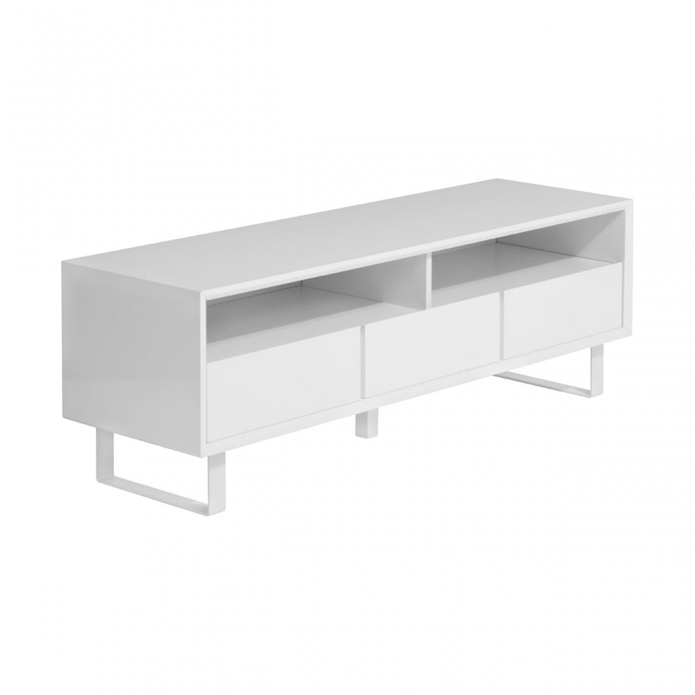 Media Cabinet, High Gloss, Iron with Vinyl, White