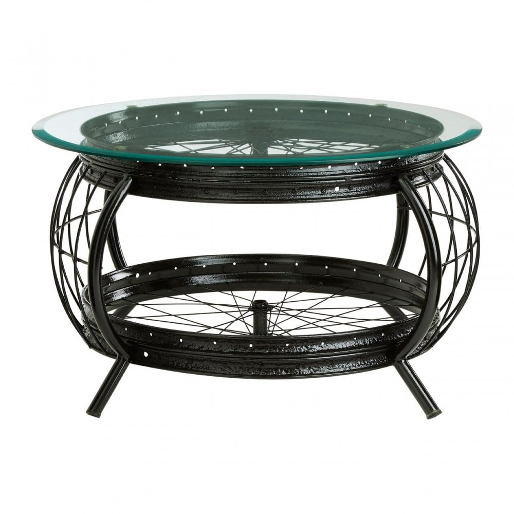 Oscar Black Finish Coffee Table, Glass, Iron, Black