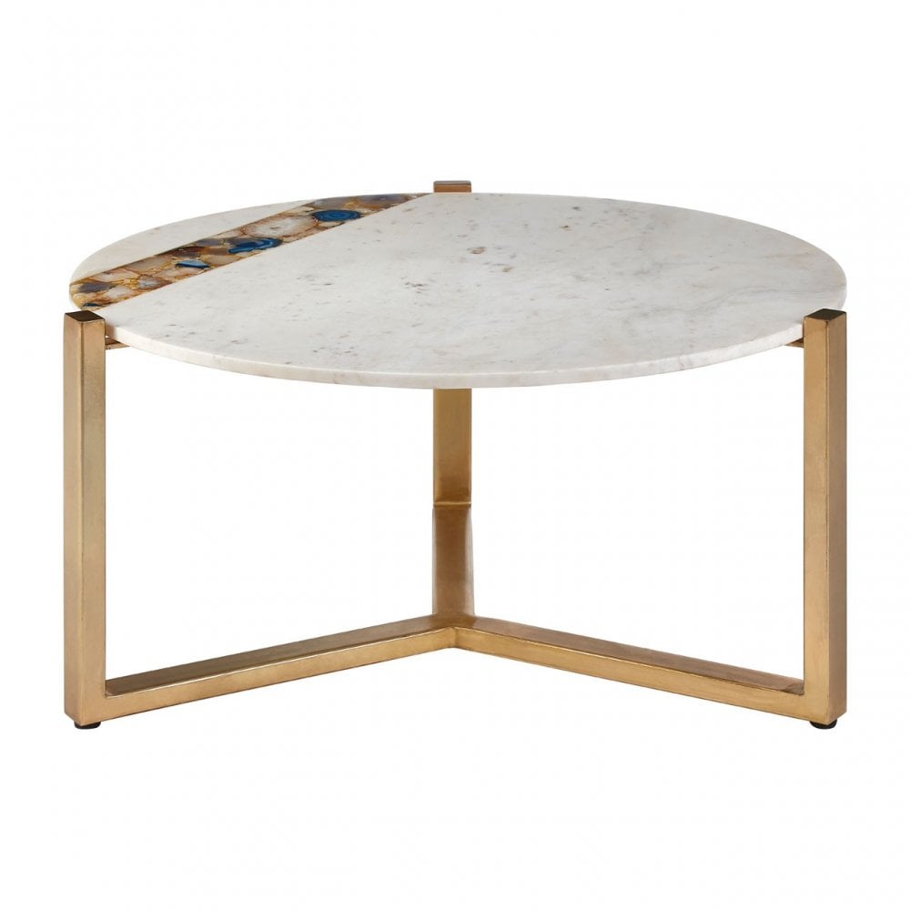 Vizzini Coffee Table, Agate, Iron, Marble, Brass