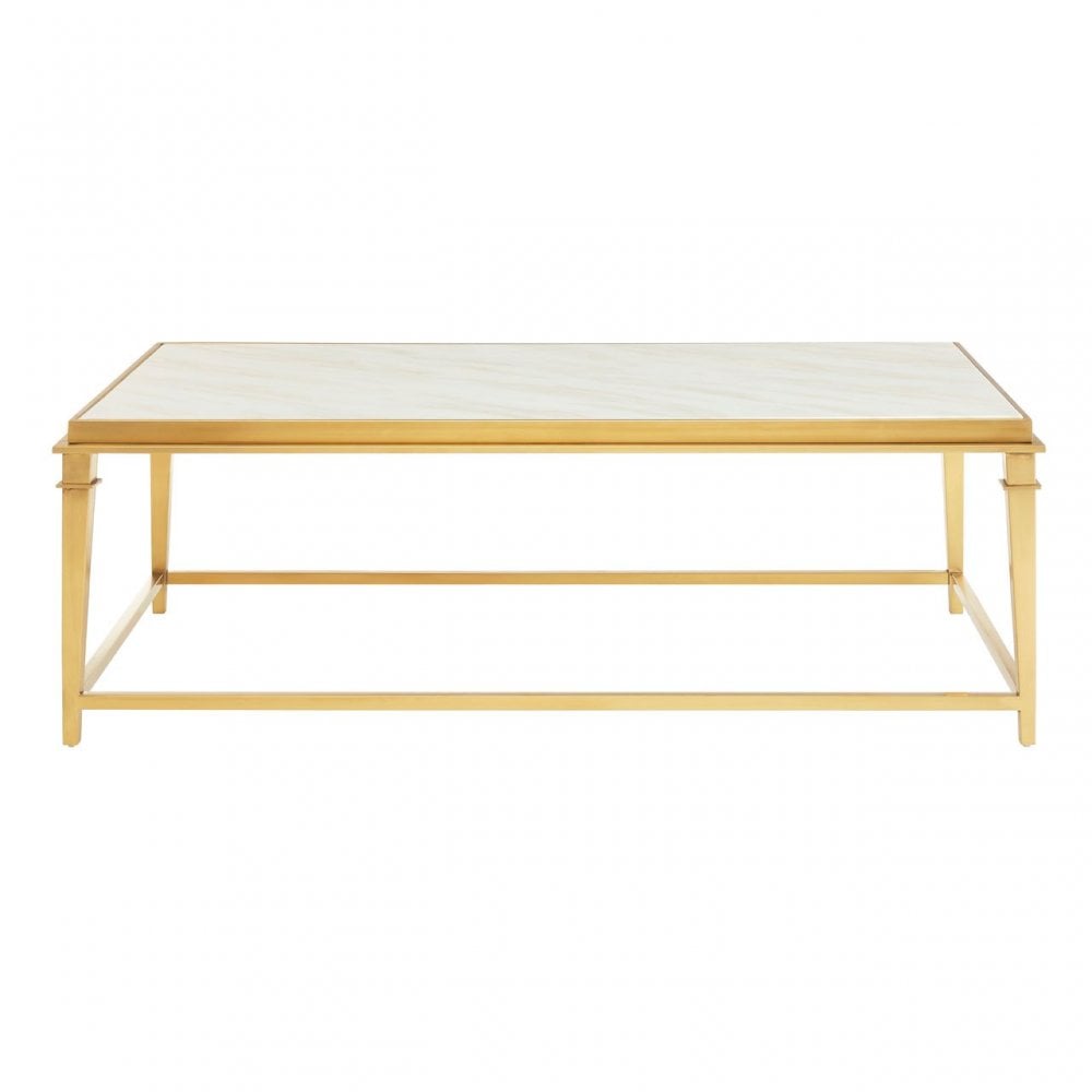 Camperian Rectangular Coffee Table, Marble, Stainless Steel