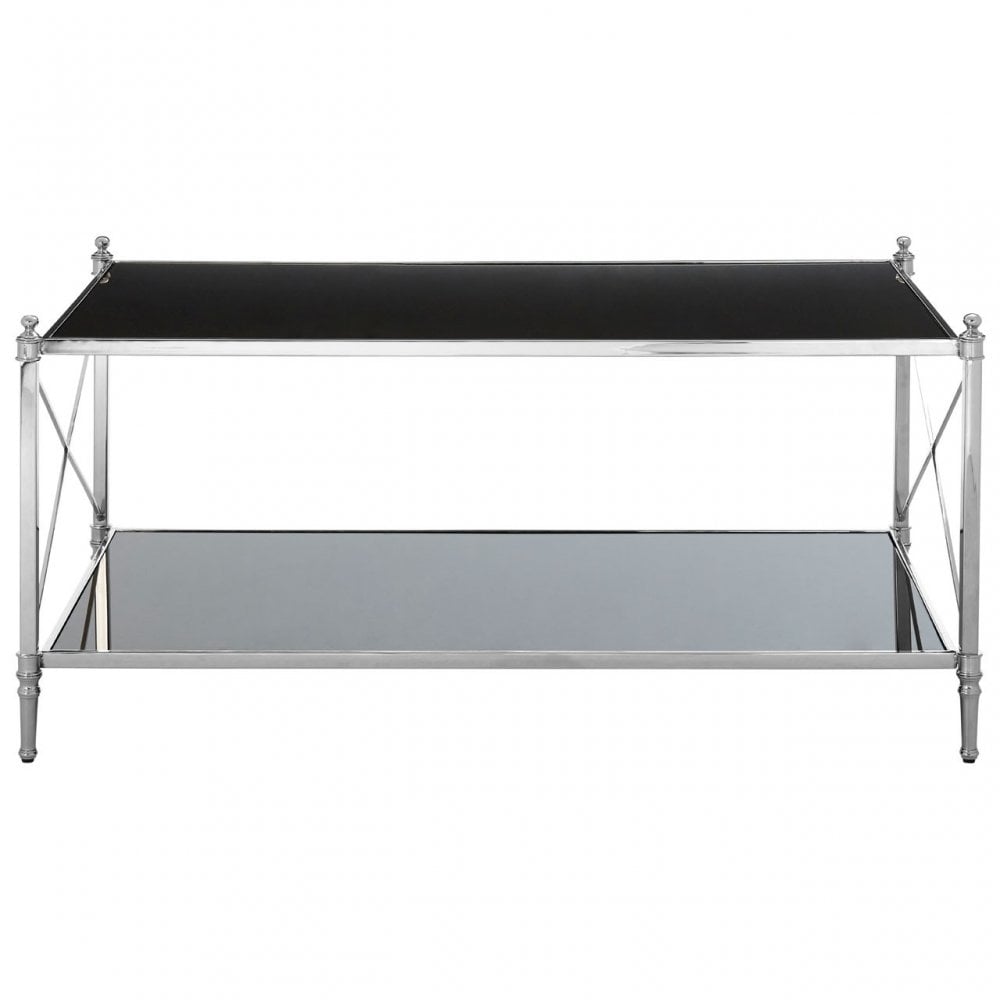 Hoffmann Coffee Table, Aluminium, Mirrored Glass, Stainless Steel, Black