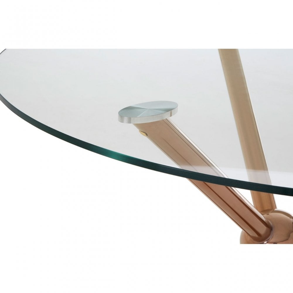 Donal Round / Rose Gold Coffee Table, Steel, Tempered Glass, Rose Gold