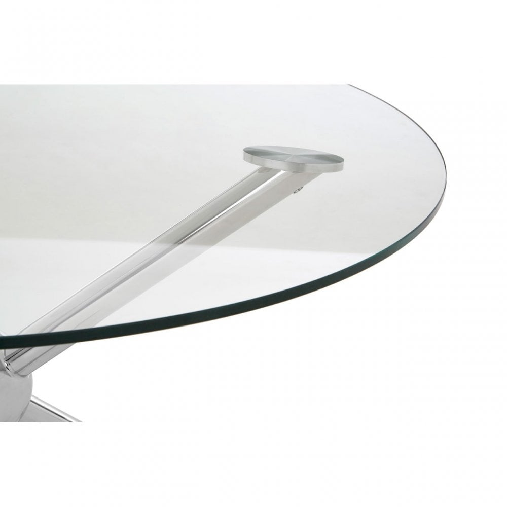 Donal Round / Silver Coffee Table, Steel, Tempered Glass, Silver