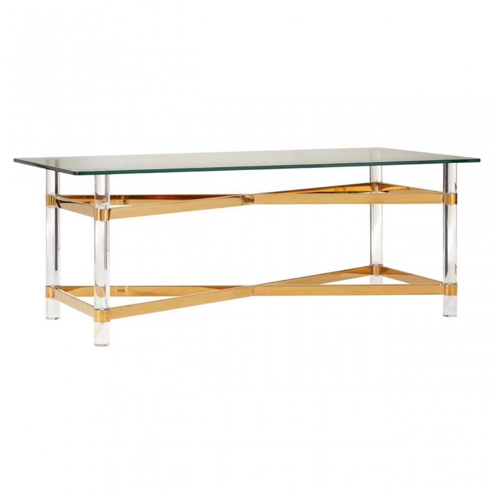 Kirsti Coffee Table, Steel, Tempered Glass, Multi-Coloured