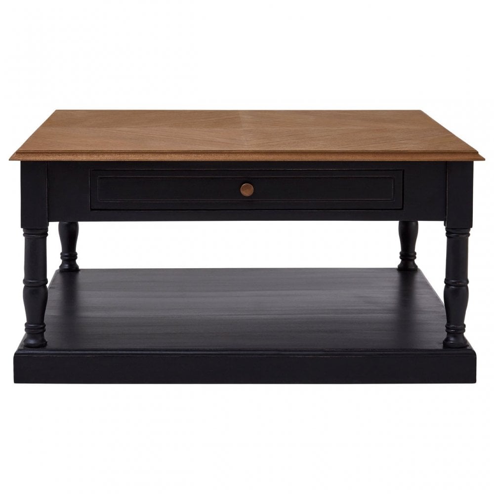 Charles 1 Drawer Black Coffee Table, Bayur Wood, Mindi Veneer, Black