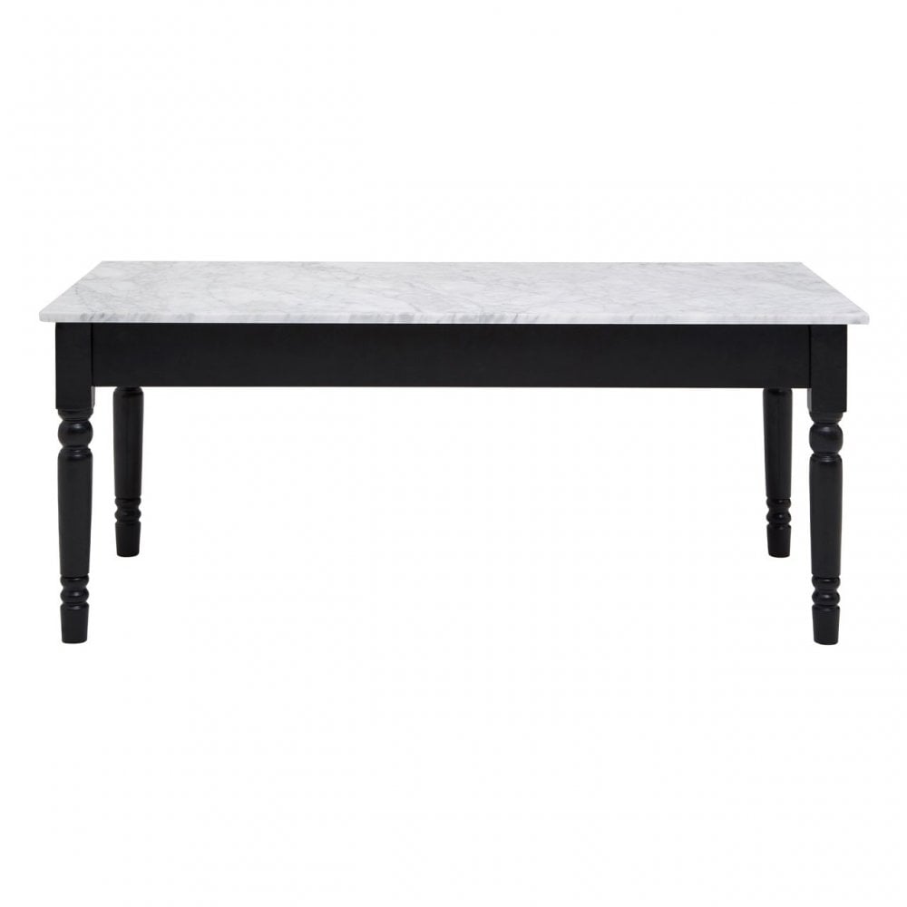 Henley Coffee Table, Marble, Pine Wood, Black