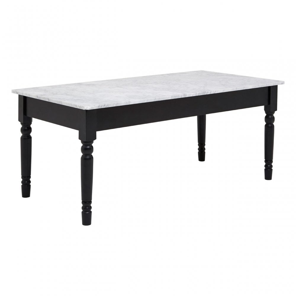 Henley Coffee Table, Marble, Pine Wood, Black