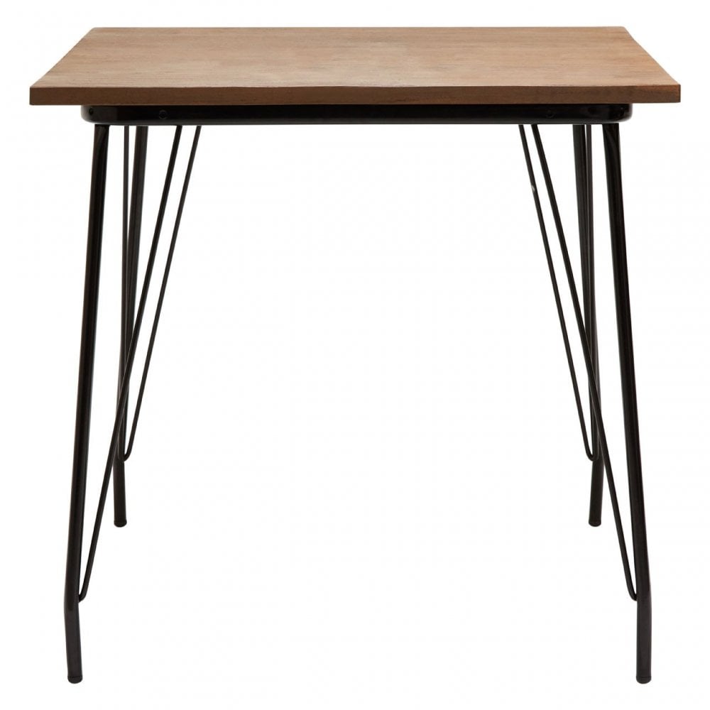 Brock Black Metal and Elm Wood Table, Elm Wood, Black