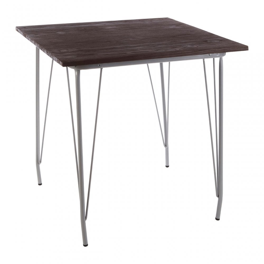 Brock Grey Metal and Elm Wood Table, Elm Wood, Grey