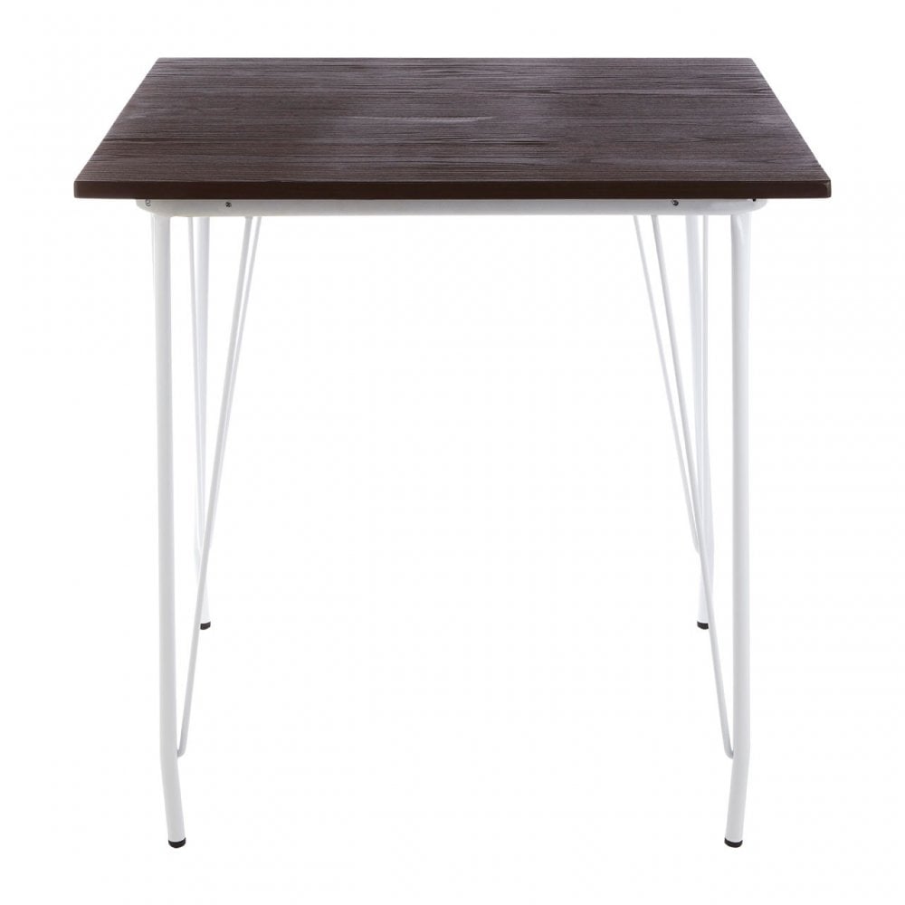 Brock White Metal and Elm Wood Table, Elm Wood, White