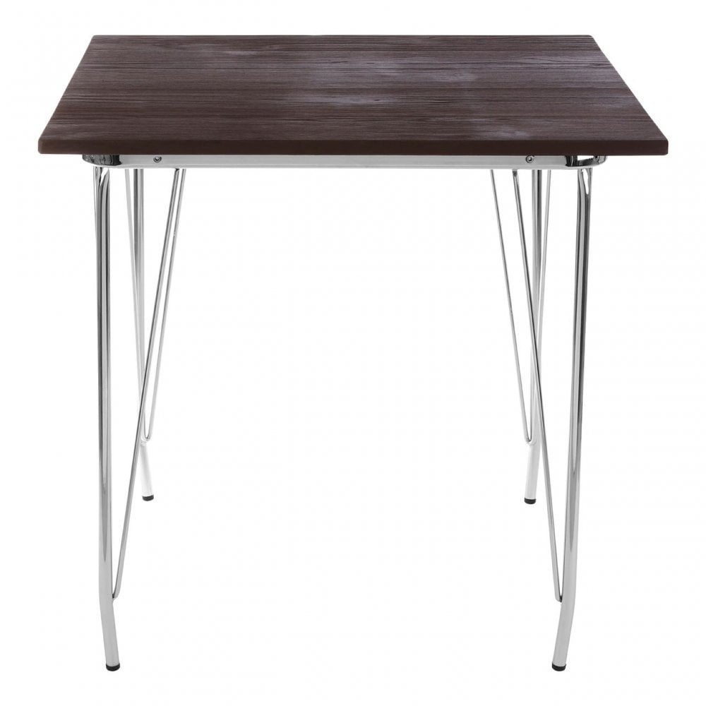 Brock Chrome Metal and Elm Wood Table, Chromed Elm Wood, Grey