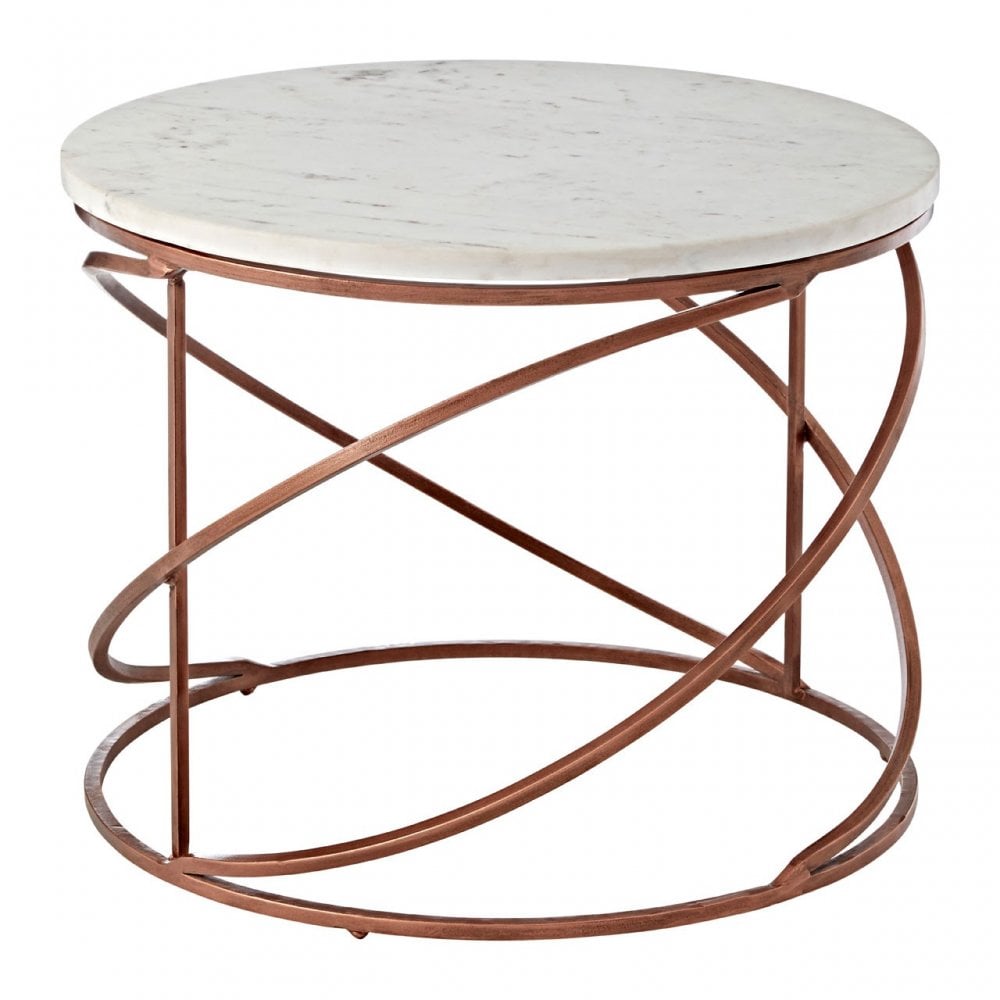 Vanor Zig Zag Coffee Table, Copper, Iron, Marble, White