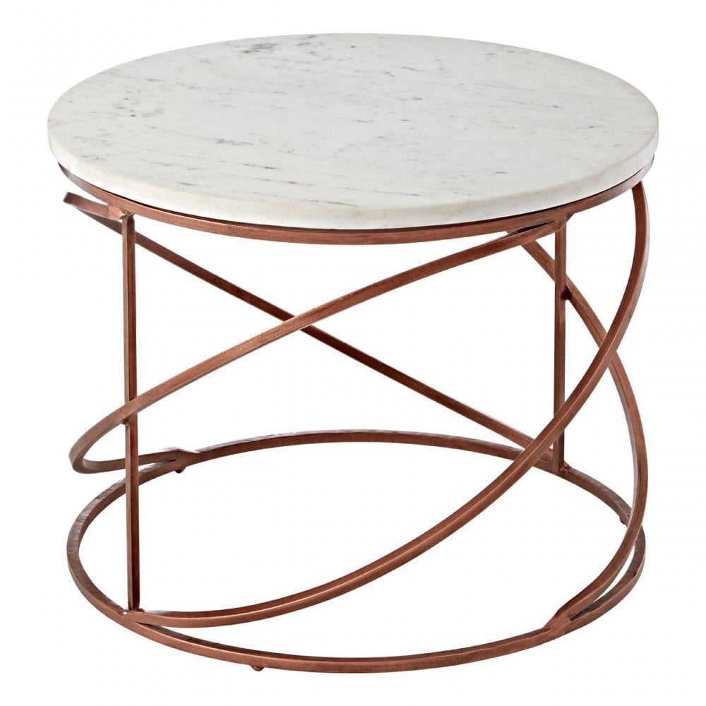 Vanor Zig Zag Coffee Table, Copper, Iron, Marble, White