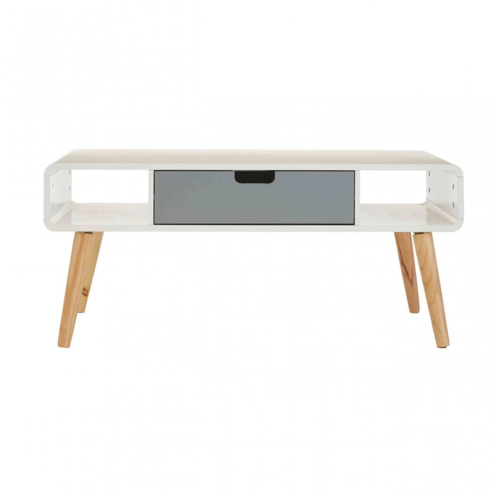 Danny Coffee Table, Wood, Pine Wood, White