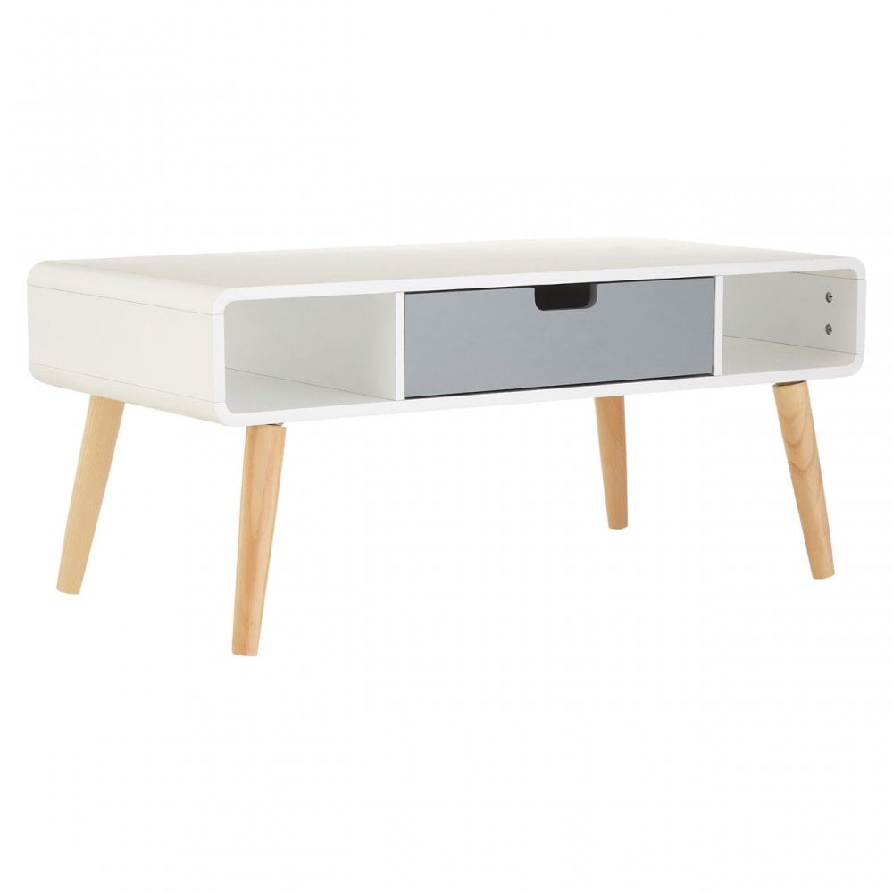 Danny Coffee Table, Wood, Pine Wood, White