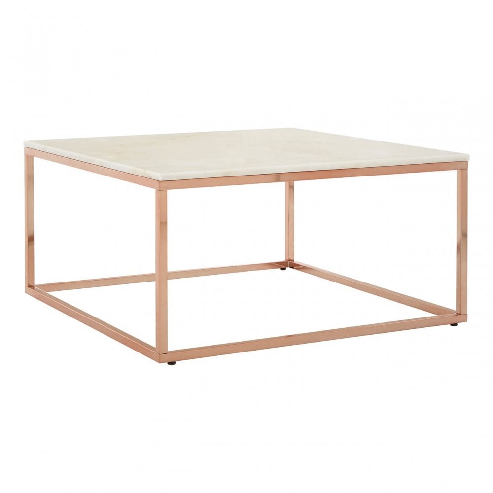 Enrich Square Rose Gold Coffee Table, Marble, Rose Gold