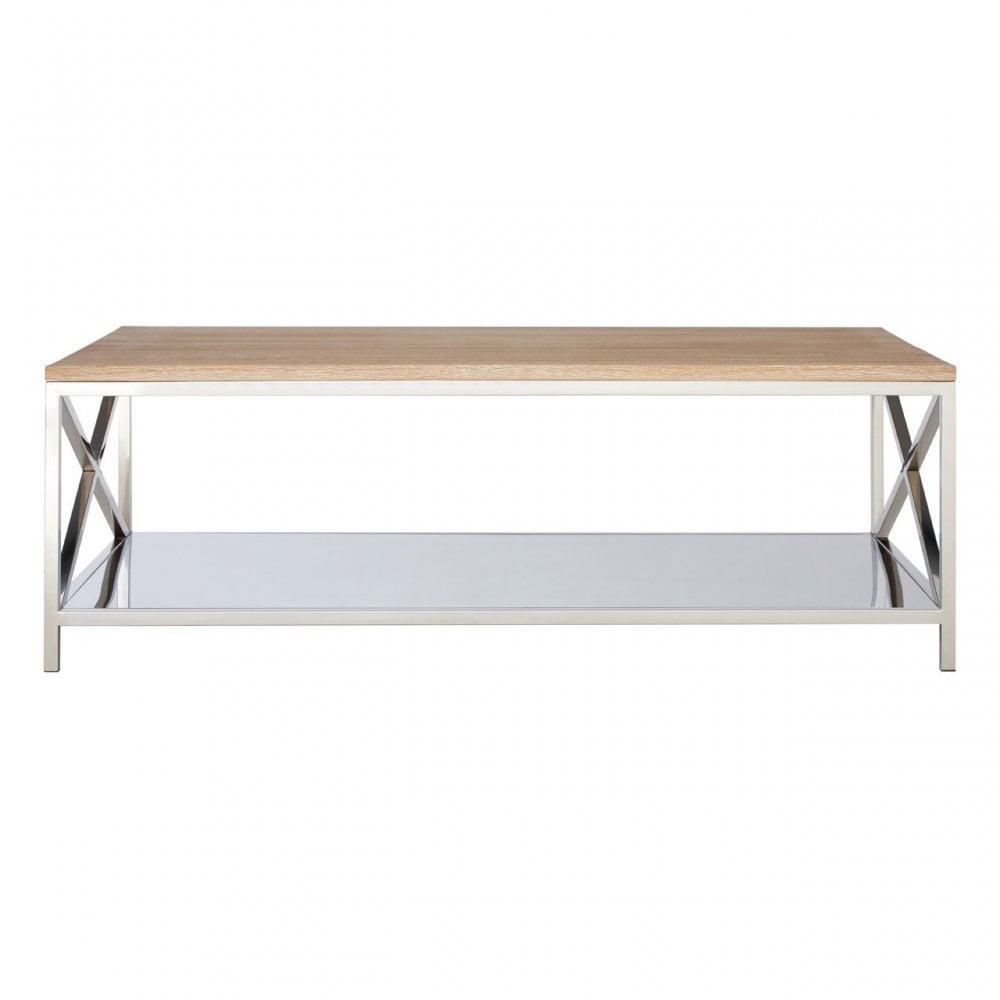 Chiswick Coffee Table, Oak Wood, Stainless Steel