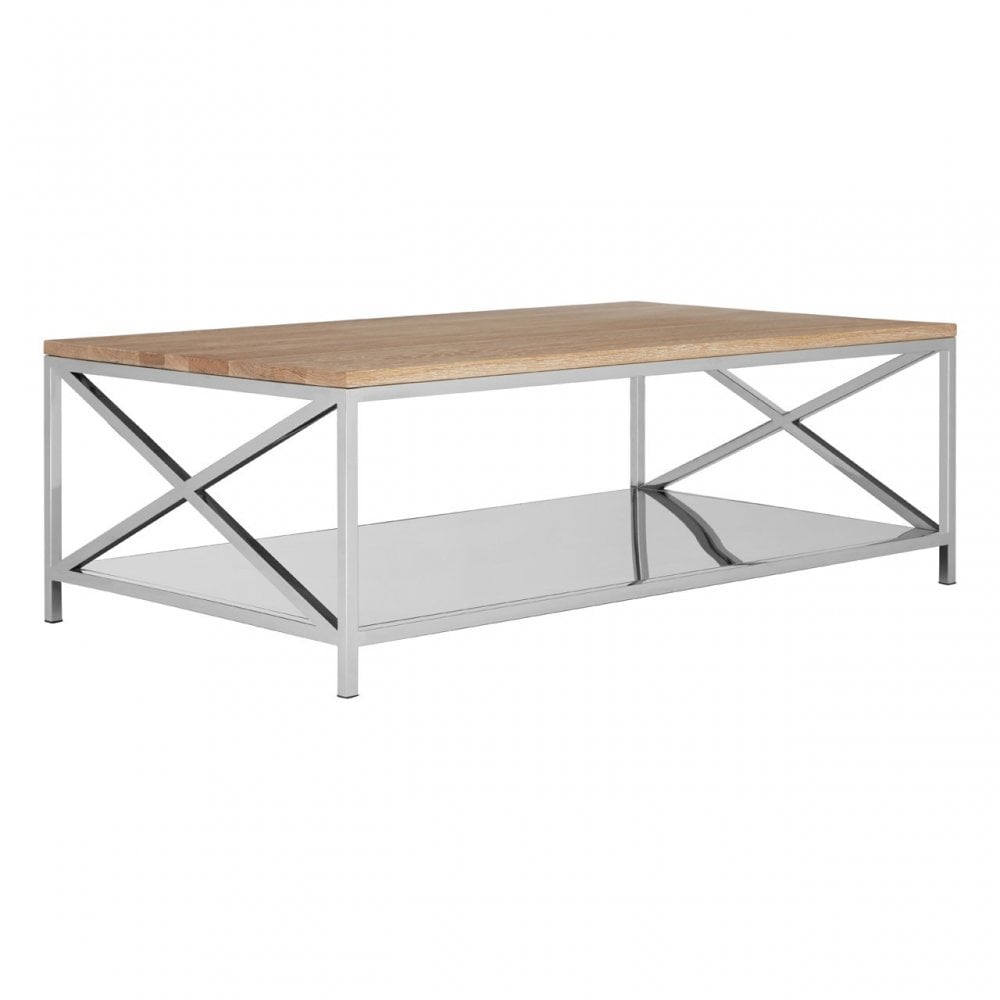 Chiswick Coffee Table, Oak Wood, Stainless Steel