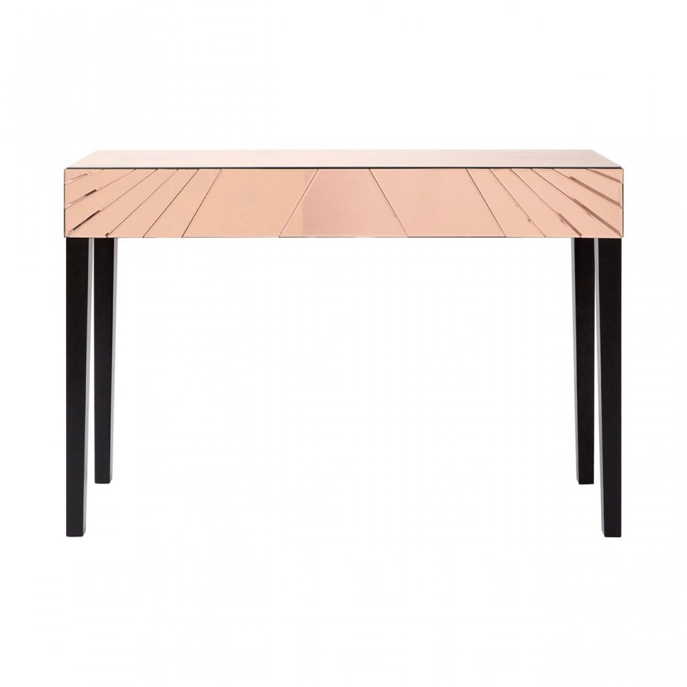 Tuskin Earl Console Table, Wood, Mirrored Glass, Gold