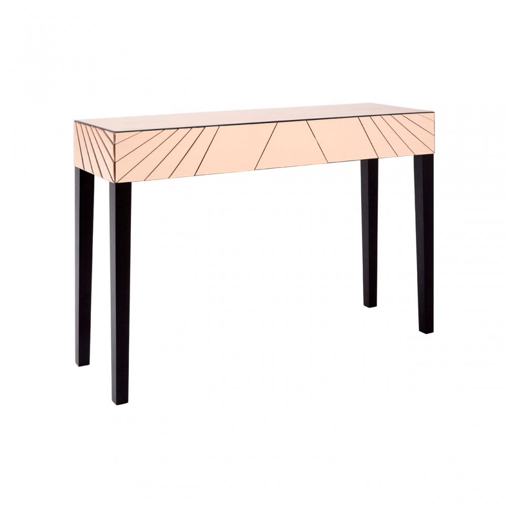 Tuskin Earl Console Table, Wood, Mirrored Glass, Gold